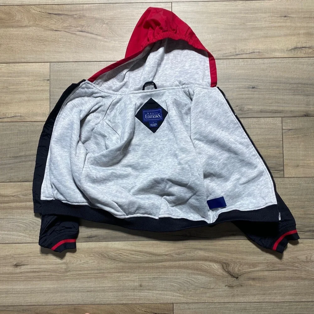 Basic Editions Boys Full Front Zip‎ Water Resistant Hooded Jacket Size 7 Black